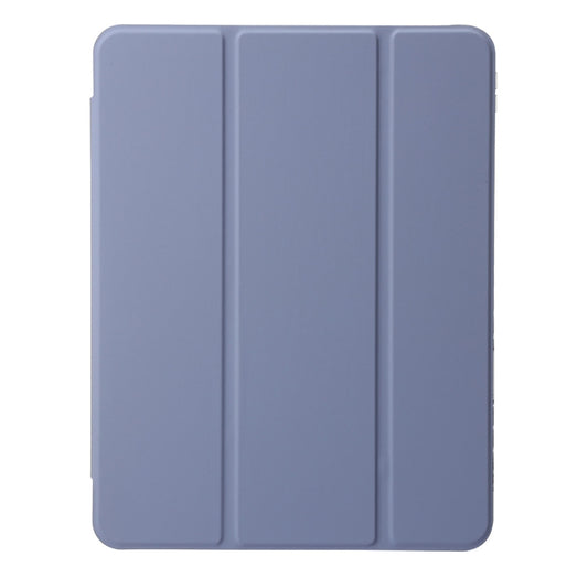 For iPad Air 11 2025 / 2024 Clear Acrylic 3-Fold Leather Tablet Case(Lavender Purple) by buy2fix