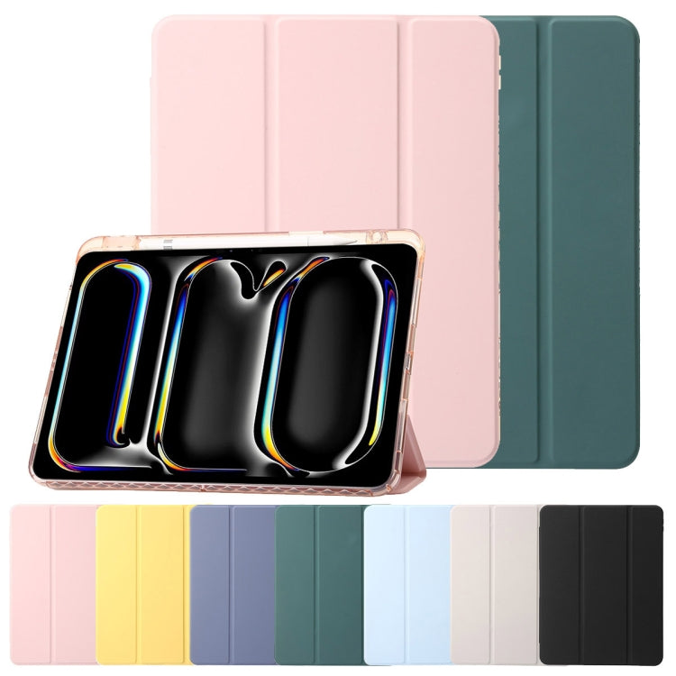 For iPad Air 13 2025 / 2024 Clear Acrylic 3-Fold Leather Tablet Case(Ice Blue) by buy2fix