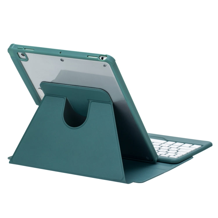 For iPad 11 2025 / 10th Gen 10.9 2022 F10BS 360 Rotation Acrylic Transparent Bluetooth Keyboard Leather Case With Backlight(Green) - Universal by buy2fix | Online Shopping UK | buy2fix