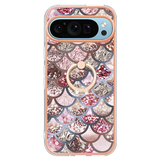 For Google Pixel 9 Pro XL Electroplating IMD TPU Phone Case with Ring(Pink Scales) by buy2fix