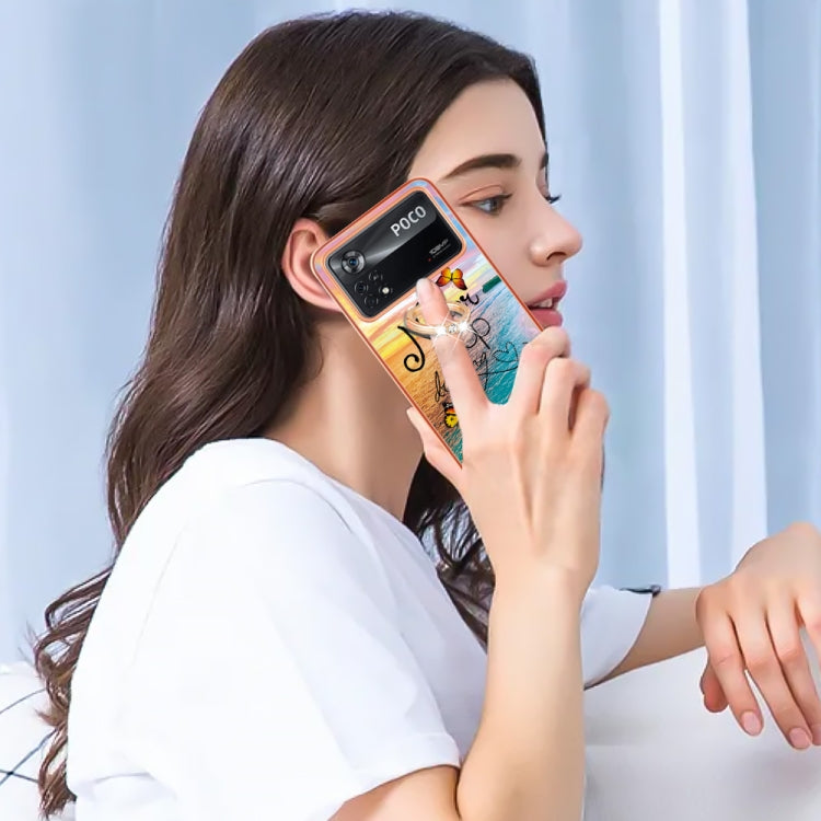 For Xiaomi Poco X4 Pro 5G Electroplating IMD TPU Phone Case with Ring(Dream Butterfly) by buy2fix