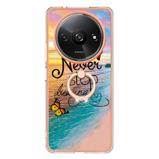 For Xiaomi Redmi A3 Electroplating IMD TPU Phone Case with Ring(Dream Butterfly) by buy2fix