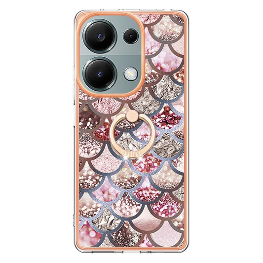 For Xiaomi Redmi Note 13 Pro 4G/Poco M6 Pro 4G Electroplating IMD TPU Phone Case with Ring(Pink Scales) by buy2fix