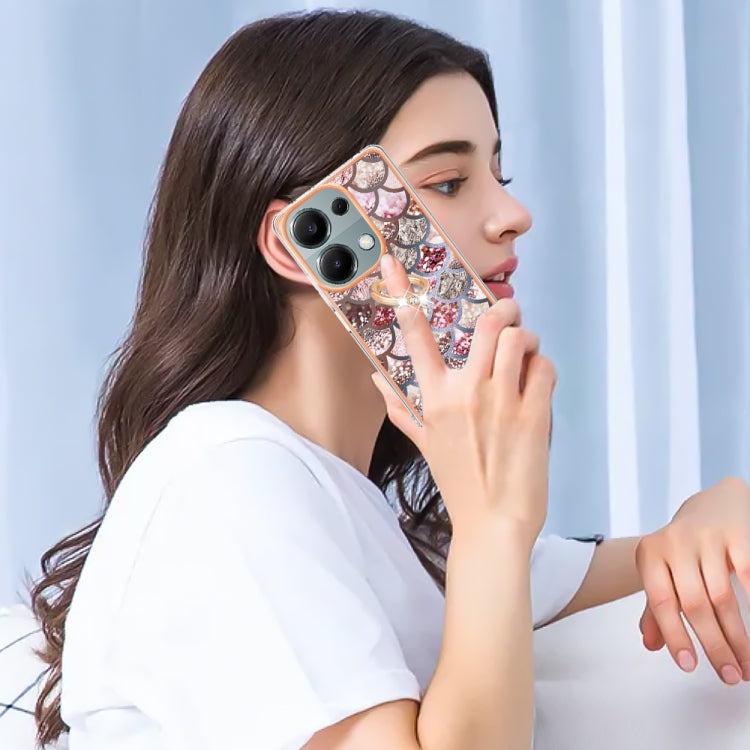 For Xiaomi Redmi Note 13 Pro 4G/Poco M6 Pro 4G Electroplating IMD TPU Phone Case with Ring(Pink Scales) by buy2fix