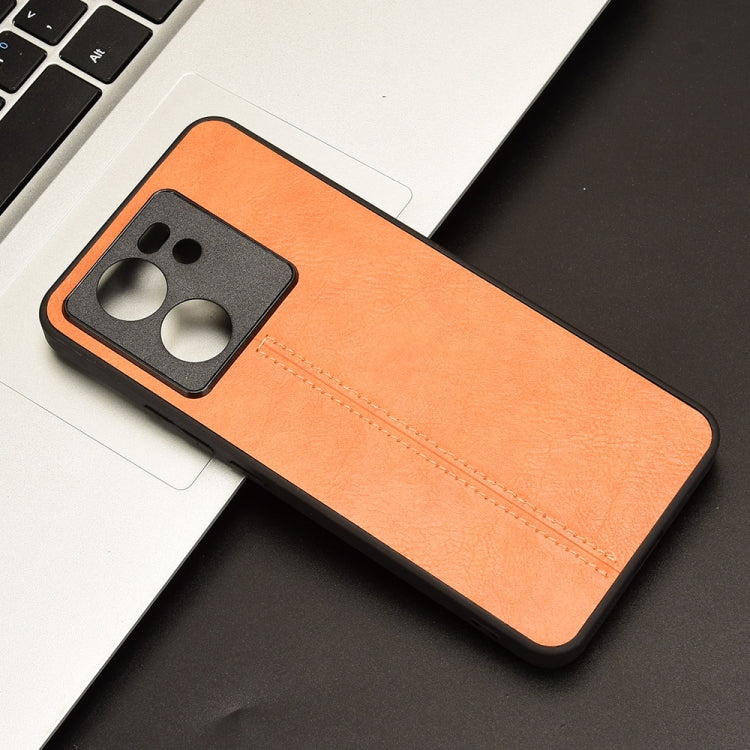 For Xiaomi 13T / Redmi K60 Ultra Sewing Cow Pattern Skin PC + PU + TPU Phone Case(Orange) by buy2fix