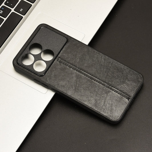 For Xiaomi Redmi K70 / K70 Pro Sewing Cow Pattern Skin PC + PU + TPU Phone Case(Black) by buy2fix