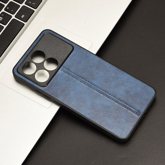 For Xiaomi Redmi K70 / K70 Pro Sewing Cow Pattern Skin PC + PU + TPU Phone Case(Blue) by buy2fix