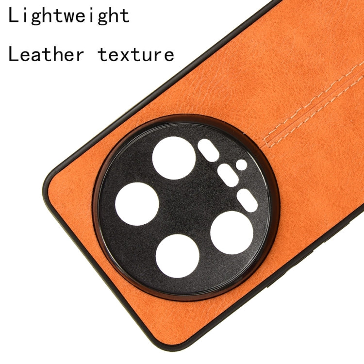 For Xiaomi 14 Ultra Sewing Cow Pattern Skin PC + PU + TPU Phone Case(Orange) - Xiaomi 14 Ultra Cases by buy2fix | Online Shopping UK | buy2fix