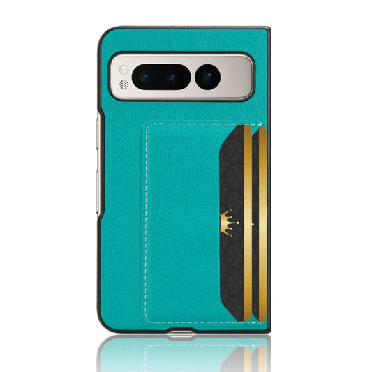 For Google Pixel Fold Litchi Texture Card Slots Back Cover Phone Case(Green) by buy2fix