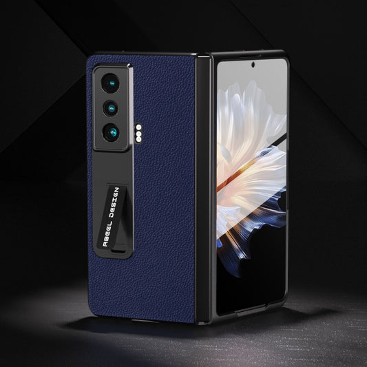 For Honor Magic Vs ABEEL Integrated Black Edge Genuine Leather Mino Phone Case with Holder(Royal Blue) - Honor Cases by buy2fix | Online Shopping UK | buy2fix