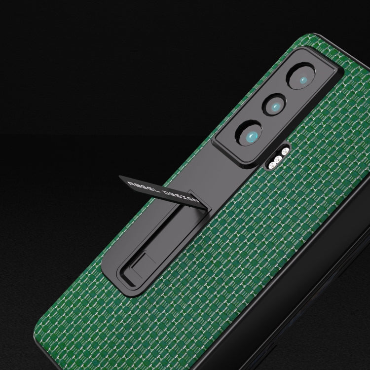 For Honor Magic Vs ABEEL Integrated Genuine Leather Luxury Series Phone Case with Holder(Night Green) - Honor Cases by buy2fix | Online Shopping UK | buy2fix