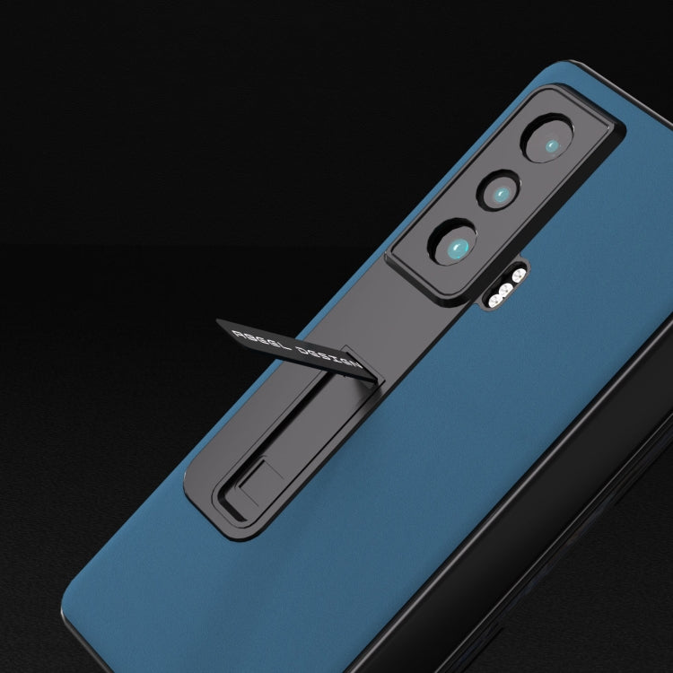 For Honor Magic Vs ABEEL Integrated Genuine Leather Silky Soft Phone Case with Holder(Blue) - Honor Cases by buy2fix | Online Shopping UK | buy2fix