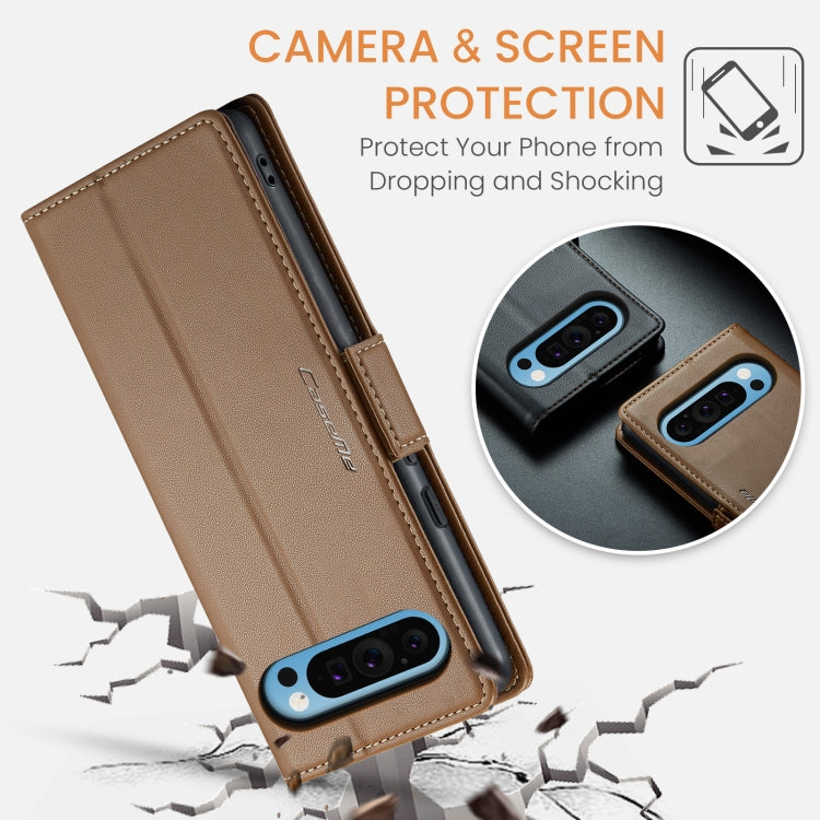 For Google Pixel 10 Pro XL / 9 Pro XL CaseMe 023 Butterfly Buckle Litchi Texture RFID Anti-theft Leather Phone Case(Brown) by CaseMe
