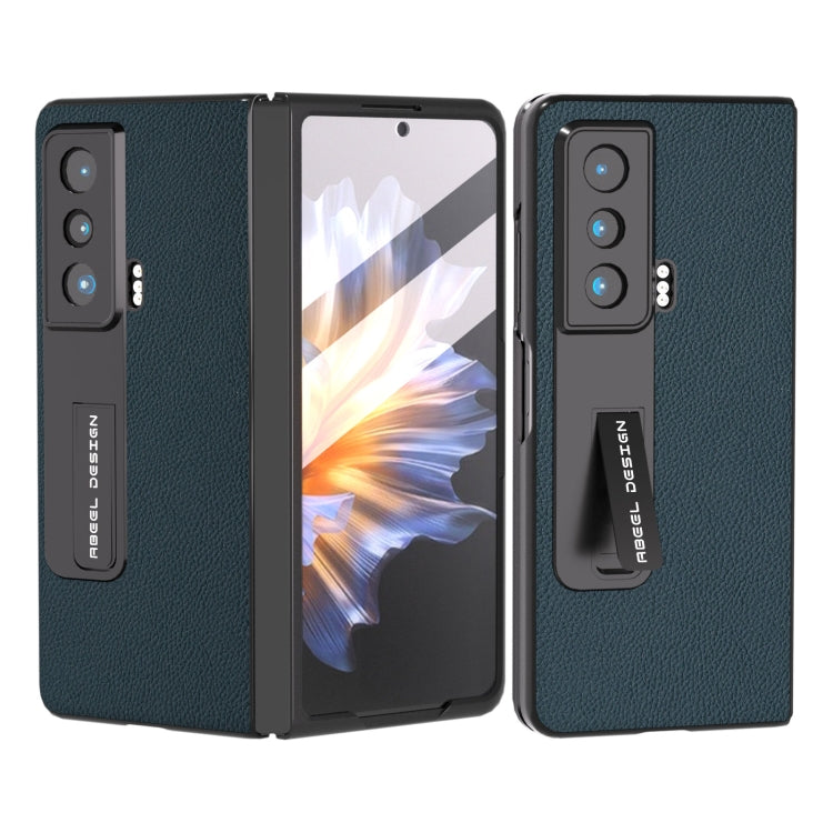 For Honor Magic Vs Integrated Genuine Leather + PC Litchi Texture Phone Case with Holder(Green) - Honor Cases by buy2fix | Online Shopping UK | buy2fix