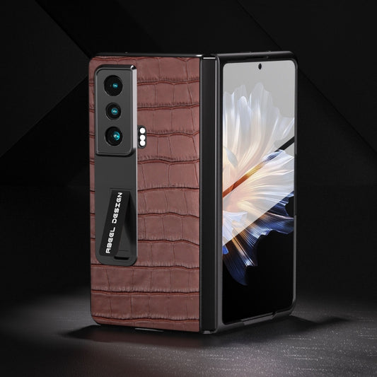 For Honor Magic Vs Integrated Crocodile Texture Genuine Leather Phone Case(Brown) - Honor Cases by buy2fix | Online Shopping UK | buy2fix