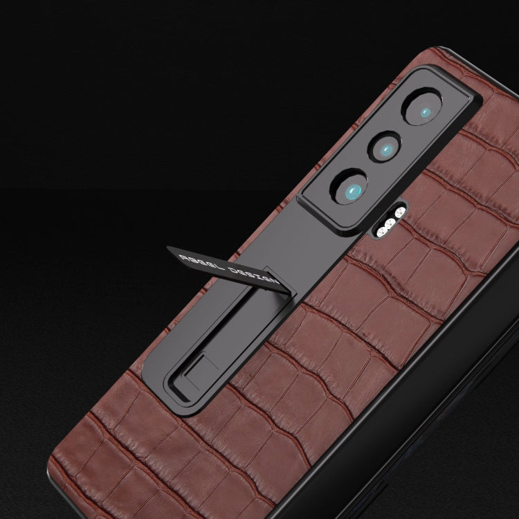 For Honor Magic Vs Integrated Crocodile Texture Genuine Leather Phone Case(Brown) - Honor Cases by buy2fix | Online Shopping UK | buy2fix