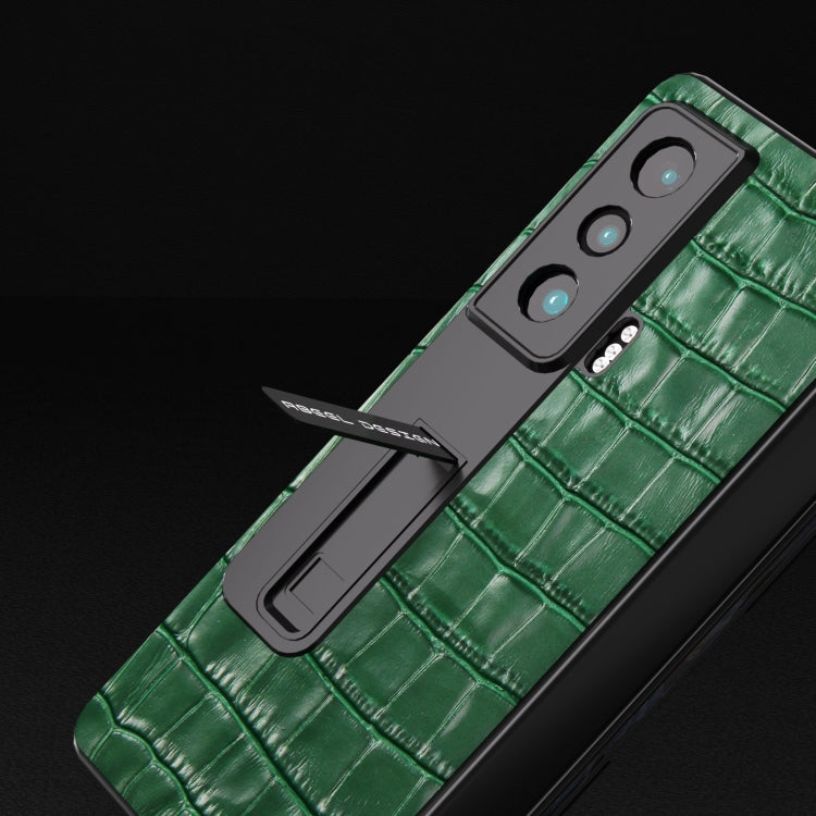 For Honor Magic Vs Integrated Crocodile Texture Genuine Leather Phone Case(Green) - Honor Cases by buy2fix | Online Shopping UK | buy2fix