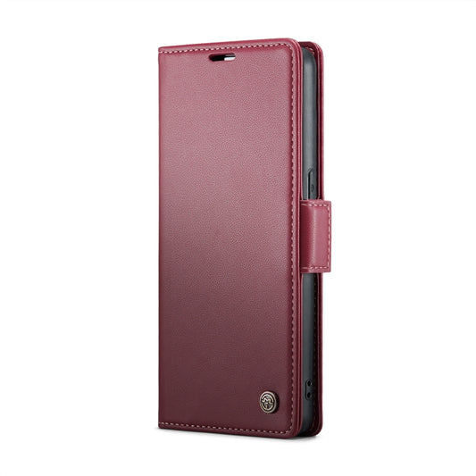 For OPPO Reno8 5G Global CaseMe 023 Butterfly Buckle Litchi Texture RFID Anti-theft Leather Phone Case(Wine Red) by CaseMe