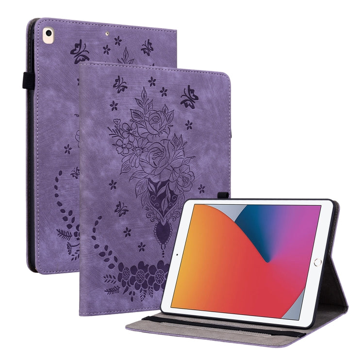 For iPad 9.7 2018 / 2017 / Air / Air 2 Butterfly Rose Embossed Leather Smart Tablet Case(Purple) - iPad 9.7 (2018) & (2017) Cases by buy2fix | Online Shopping UK | buy2fix