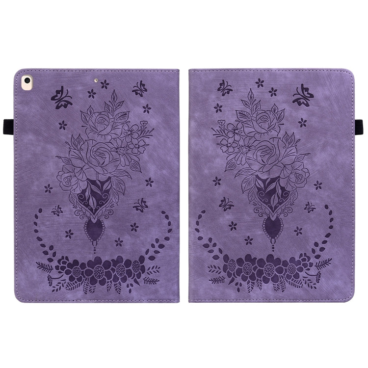 For iPad 9.7 2018 / 2017 / Air / Air 2 Butterfly Rose Embossed Leather Smart Tablet Case(Purple) - iPad 9.7 (2018) & (2017) Cases by buy2fix | Online Shopping UK | buy2fix