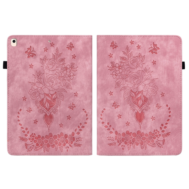 For iPad 10.2 2021 / Air 10.5 2019 Butterfly Rose Embossed Leather Smart Tablet Case(Pink) - iPad 10.2 Cases by buy2fix | Online Shopping UK | buy2fix