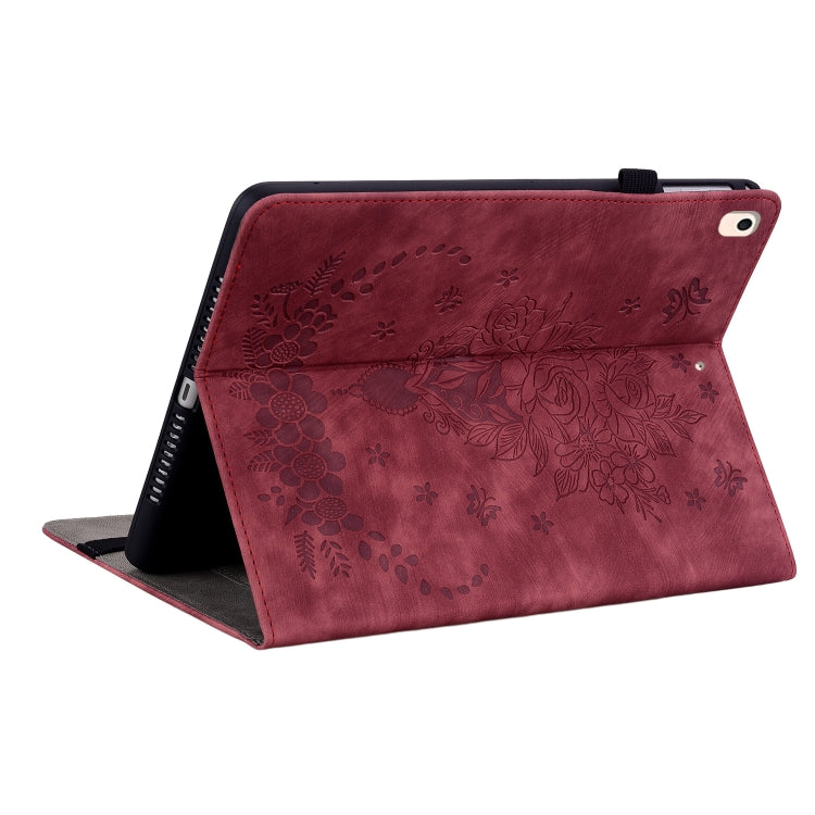 For iPad 10.2 2021 / Air 10.5 2019 Butterfly Rose Embossed Leather Smart Tablet Case(Red) - iPad 10.2 Cases by buy2fix | Online Shopping UK | buy2fix