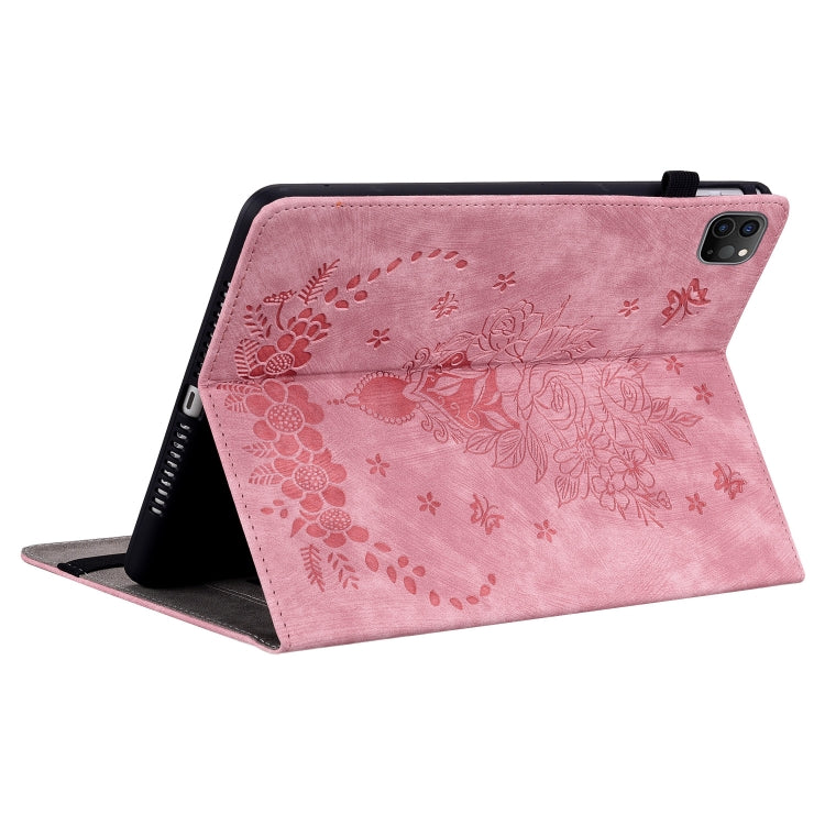 For iPad Pro 11 2021 / Air 4 2020 Butterfly Rose Embossed Leather Smart Tablet Case(Pink) - iPad Pro 11 (2022/2021) Cases by buy2fix | Online Shopping UK | buy2fix