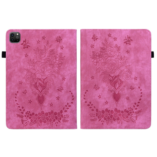 For iPad Pro 11 2021 / Air 4 2020 Butterfly Rose Embossed Leather Smart Tablet Case(Rose Red) - iPad Pro 11 (2022/2021) Cases by buy2fix | Online Shopping UK | buy2fix