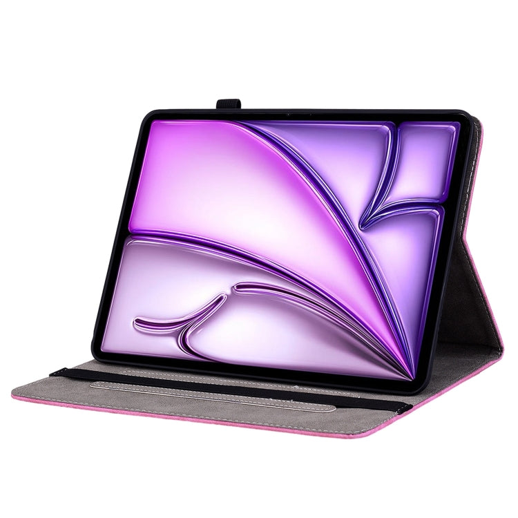 For iPad Air 11 2025 / 2024 Butterfly Rose Embossed Leather Smart Tablet Case(Rose Red) - iPad Air 11 2025 / 2024 Cases by buy2fix | Online Shopping UK | buy2fix