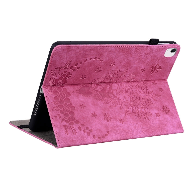 For iPad Air 11 2025 / 2024 Butterfly Rose Embossed Leather Smart Tablet Case(Rose Red) - iPad Air 11 2025 / 2024 Cases by buy2fix | Online Shopping UK | buy2fix