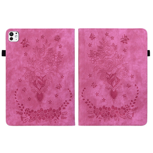 For iPad Pro 11 2025 / 2024 Butterfly Rose Embossed Leather Smart Tablet Case(Rose Red) by buy2fix