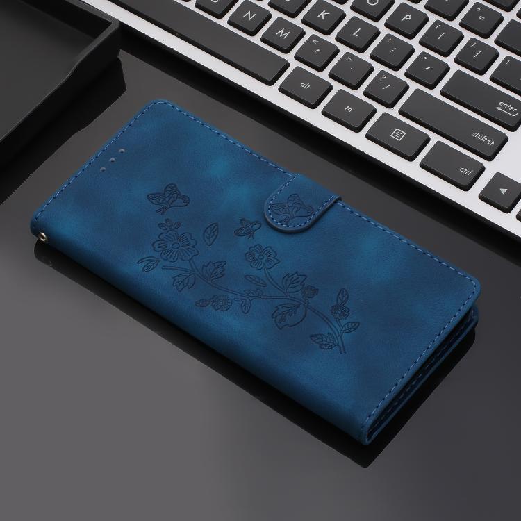 For iPhone Air Flower Butterfly Embossing Pattern Leather Phone Case(Blue) - iPhone Air Cases by buy2fix | Online Shopping UK | buy2fix