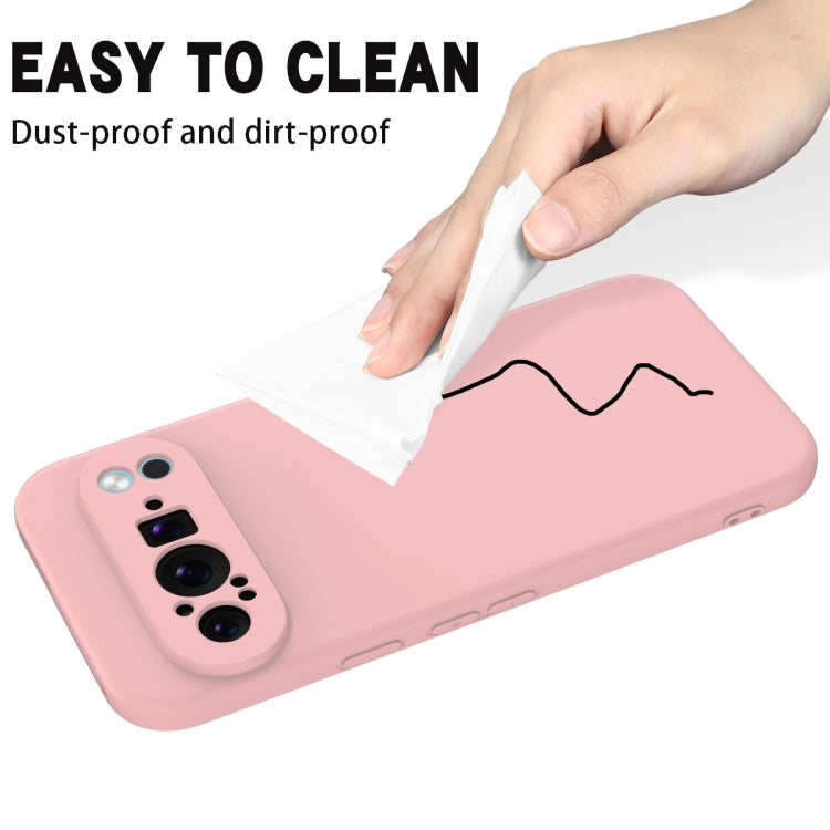 For Google Pixel 9 Pro Pure Color Liquid Silicone Shockproof Phone Case(Pink) by buy2fix