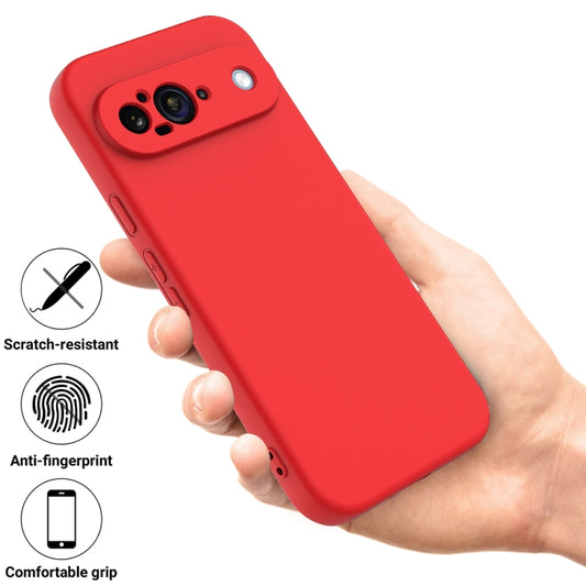 For Google Pixel 9 Pure Color Liquid Silicone Shockproof Phone Case(Red) by buy2fix