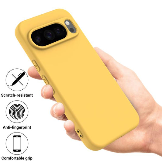 For Google Pixel 10 Pro Pure Color Liquid Silicone Shockproof Phone Case(Yellow) - Google Cases by buy2fix | Online Shopping UK | buy2fix