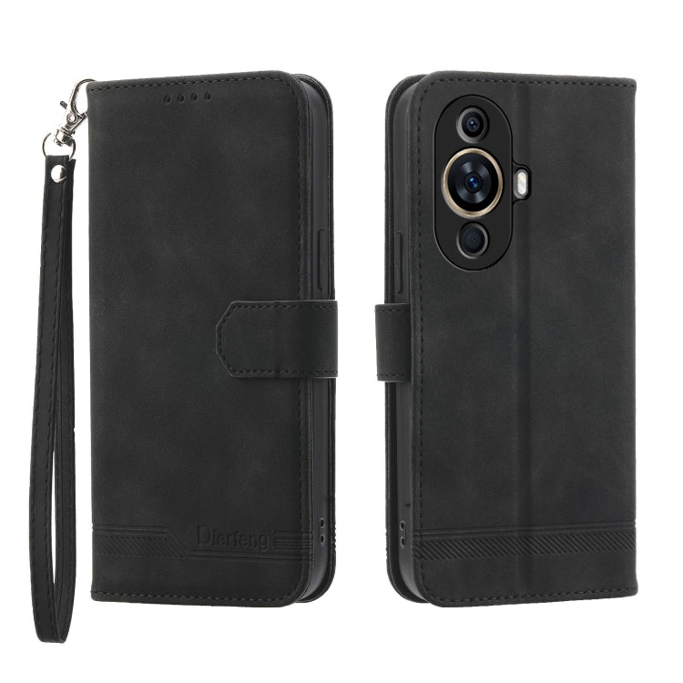 For Huawei nova 11 Dierfeng Dream Line TPU Hybrid PU Leather Phone Case(Black) - Huawei Cases by buy2fix | Online Shopping UK | buy2fix
