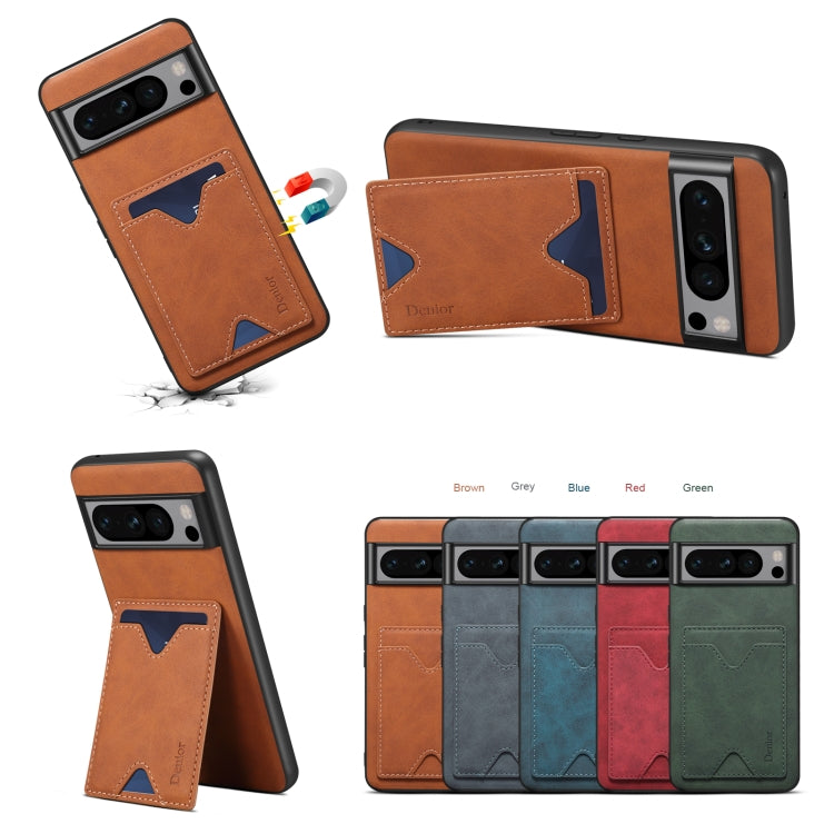 For Google Pixel 8 Denior PU Back Cover Card Slot Holder Phone Case(Red) - Google Cases by Denior | Online Shopping UK | buy2fix