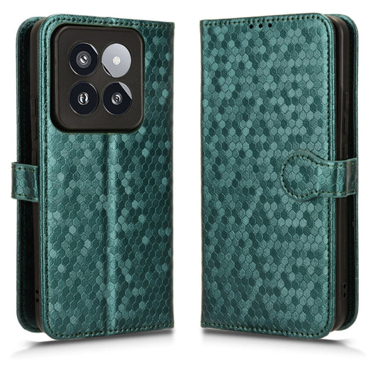 For Xiaomi 14 Pro Honeycomb Dot Texture Leather Phone Case(Green) by buy2fix