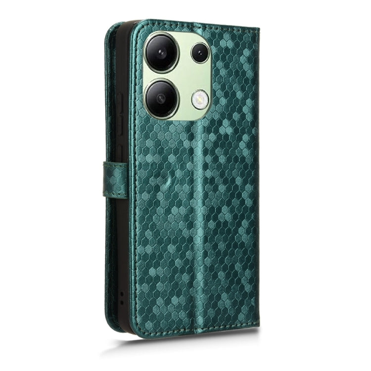 For Xiaomi Redmi Note 13 4G Honeycomb Dot Texture Leather Phone Case(Green) - Xiaomi Cases by buy2fix | Online Shopping UK | buy2fix