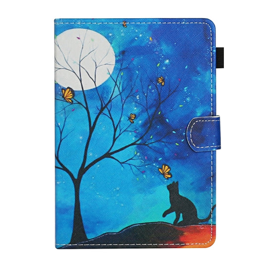 For 10 inch Universal Tablet PC Colored Drawing Pattern Horizontal Flip Leather Case with Holder & Card Slots(Moonlight Cat) - 10 - 11 inch by buy2fix | Online Shopping UK | buy2fix
