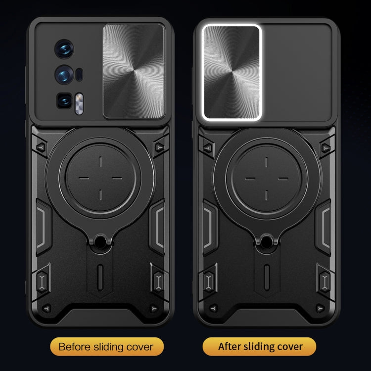 For Xiaomi Poco F5 Pro/Redmi K60 CD Texture Sliding Camshield Magnetic Holder Phone Case(Purple) by buy2fix