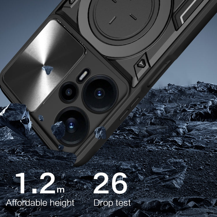 For Xiaomi Redmi Note 12 Turbo CD Texture Sliding Camshield Magnetic Holder Phone Case(Pink) by buy2fix