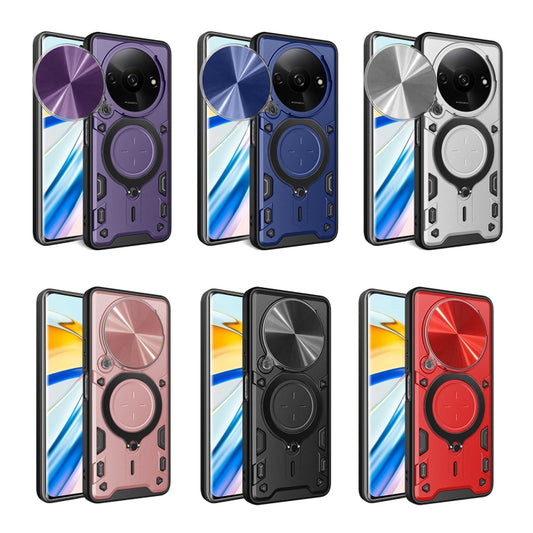 For Xiaomi Redmi A3 CD Texture Sliding Camshield Magnetic Holder Phone Case(Purple) by buy2fix