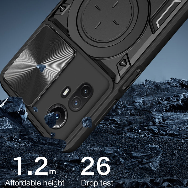 For Xiaomi Redmi Note 12S 4G CD Texture Sliding Camshield Magnetic Holder Phone Case(Blue) by buy2fix