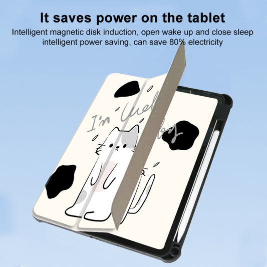 For iPad Air 11 2025 / 2024 3-Fold 360 Rotation Painted Leather Smart Tablet Case(Lucky Cat) by buy2fix