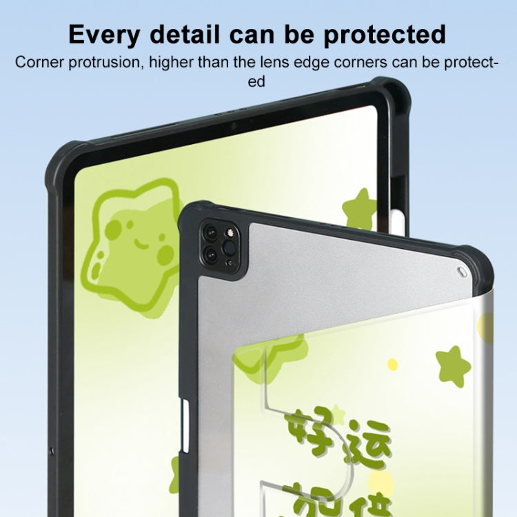 For iPad Air 11 2025 / 2024 3-Fold 360 Rotation Painted Leather Smart Tablet Case(Star Smiley) by buy2fix