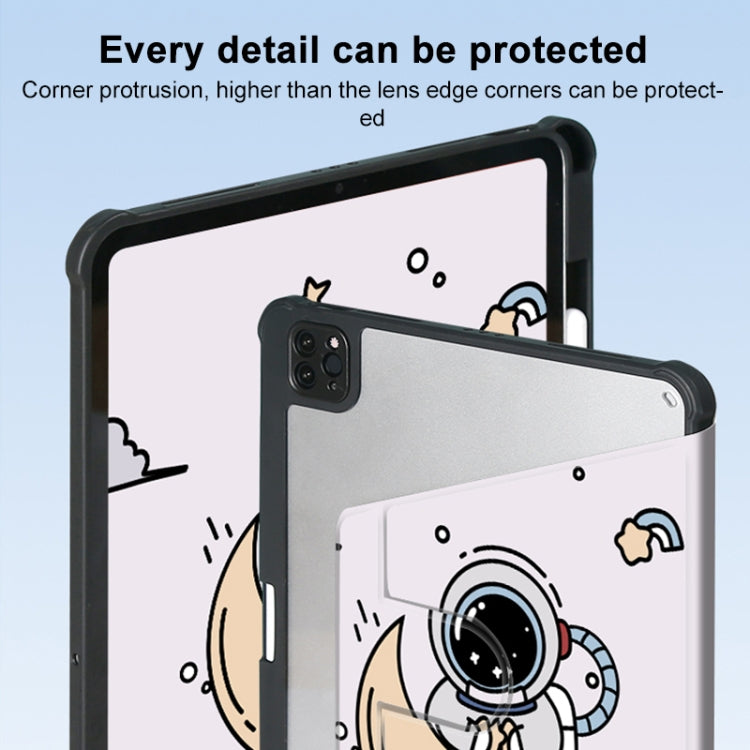For iPad Air 11 2025 / 2024 3-Fold 360 Rotation Painted Leather Smart Tablet Case(Astronaut) by buy2fix
