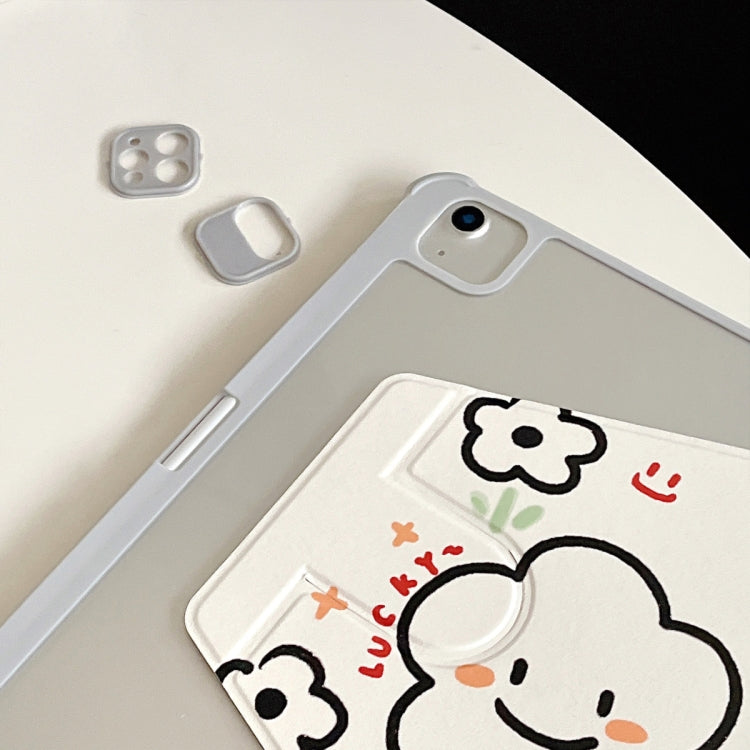 For iPad Air 11 2025 / 2024 3-Fold 360 Rotation Painted Leather Smart Tablet Case(Smile Flower) - iPad Pro 11 (2022/2021) Cases by buy2fix | Online Shopping UK | buy2fix