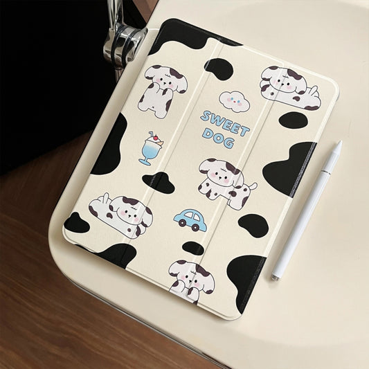 For iPad Air 11 2025 / 2024 3-Fold 360 Rotation Painted Leather Smart Tablet Case(Sweet Dog) by buy2fix