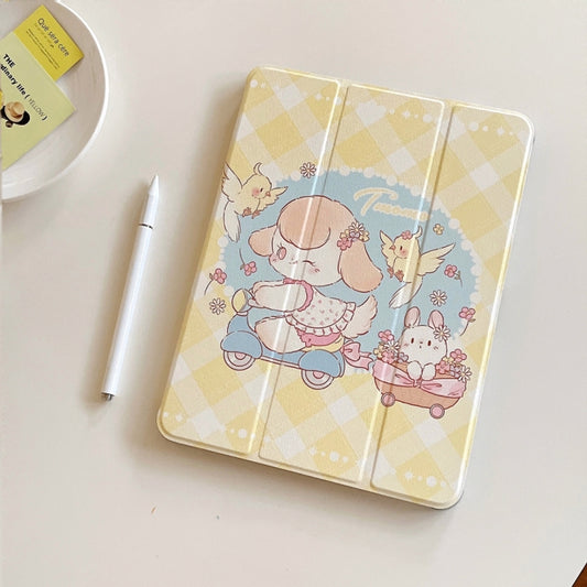 For iPad Air 11 2025 / 2024 3-Fold 360 Rotation Painted Leather Smart Tablet Case(Cycling Dog) by buy2fix